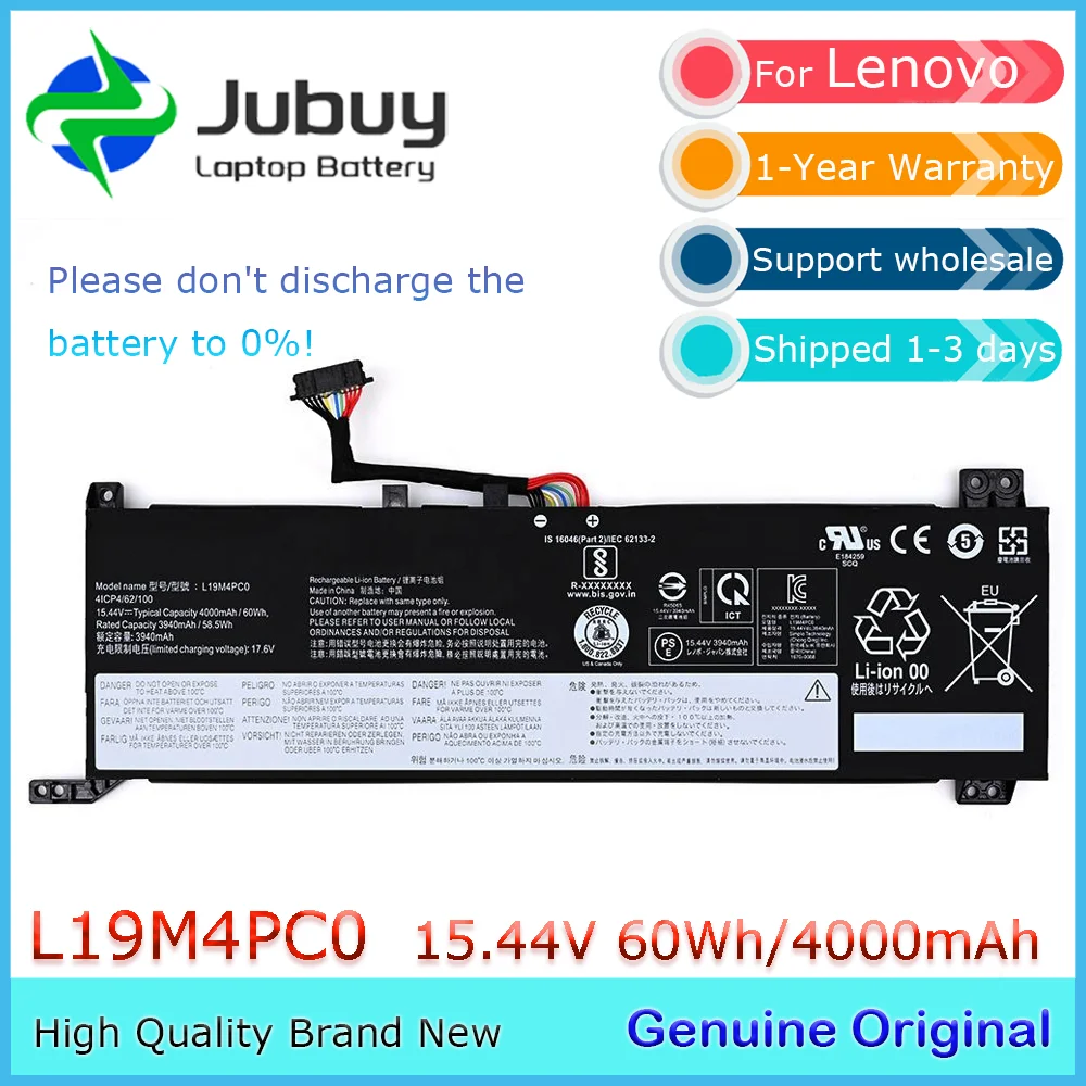 L19M4PC0 15.44V 60Wh Original Laptop Battery for Lenovo Legion 5P-15IMH05 5i 15ARH05 15IMH05 Y550-14 L19C4PC0