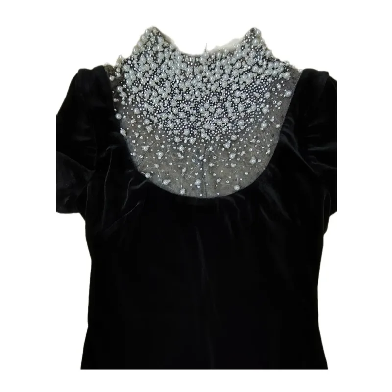 Abito da festa elegante 2026 Abito da ballo Collo alto Perle Perline Tulle Raso Sirena Abito da sera formale Vestdos De Fiesta Personalizzato