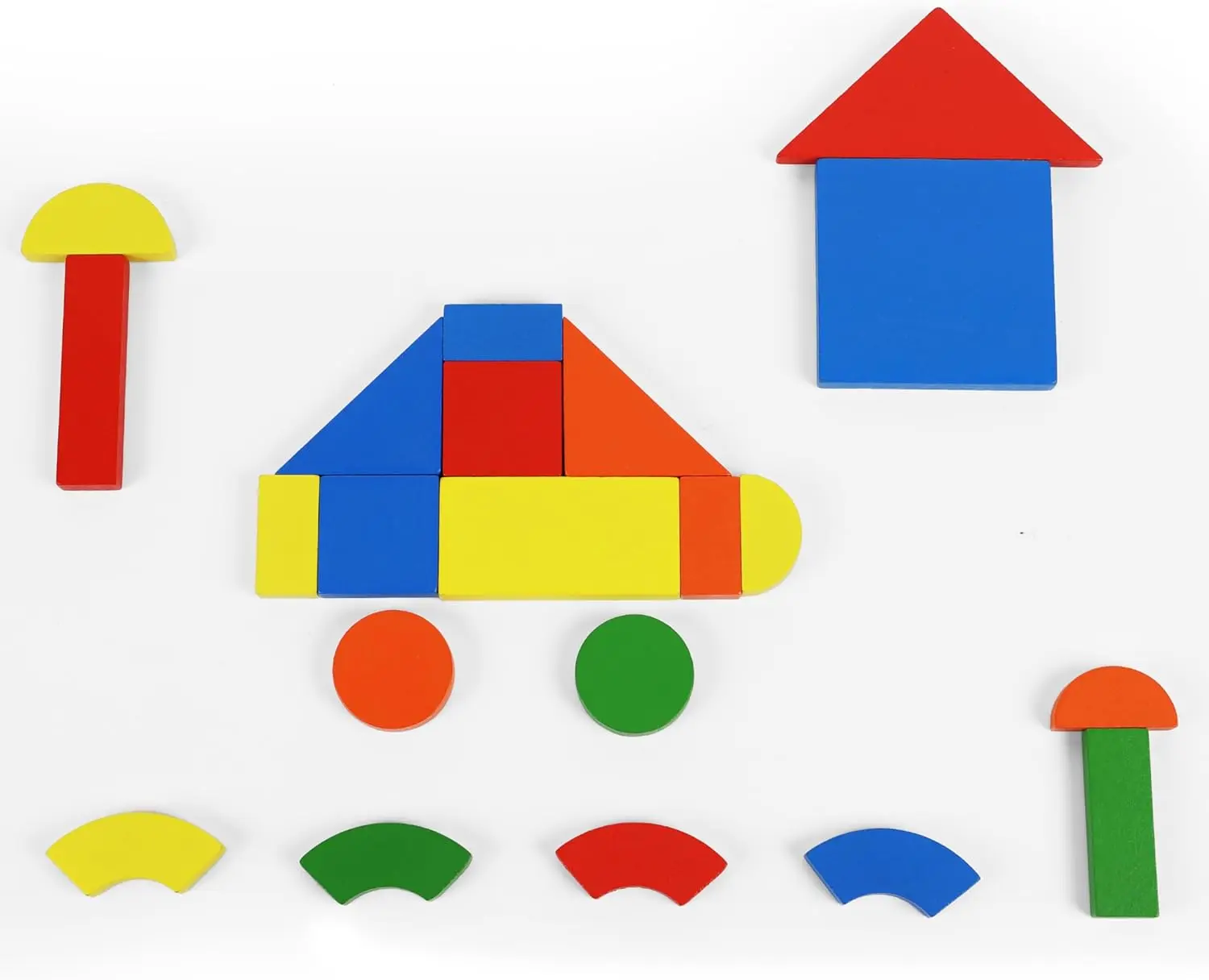 Juguetes de bloques magnéticos de madera, bloques de construcción con patrón de formas, rompecabezas Tangram grandes para niños, juguete de desarrollo creativo geométrico