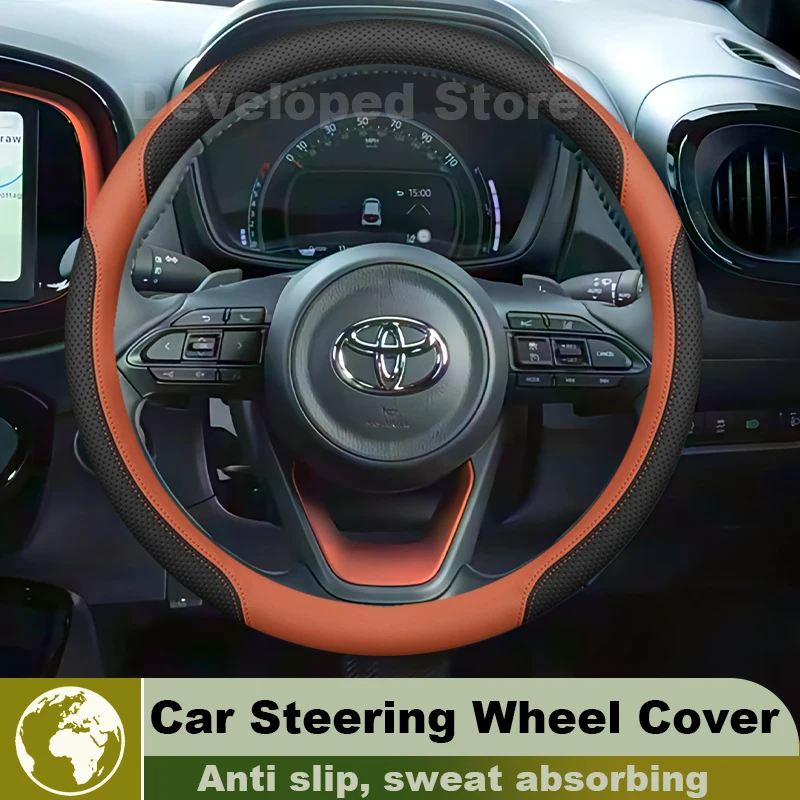 

Car Steering Wheel Cover For Toyota aygo x Air 2025-2022 Leather Round Auto Steering Wheel Toyota yaris cross Accessories 2025