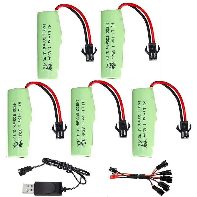 SM plug 3.7V 500mAh Li-ion Battery 14500/3.7V charger For R/C Stunt Dump Car/4WD Twist- Desert Cars  R/C Climbing cars