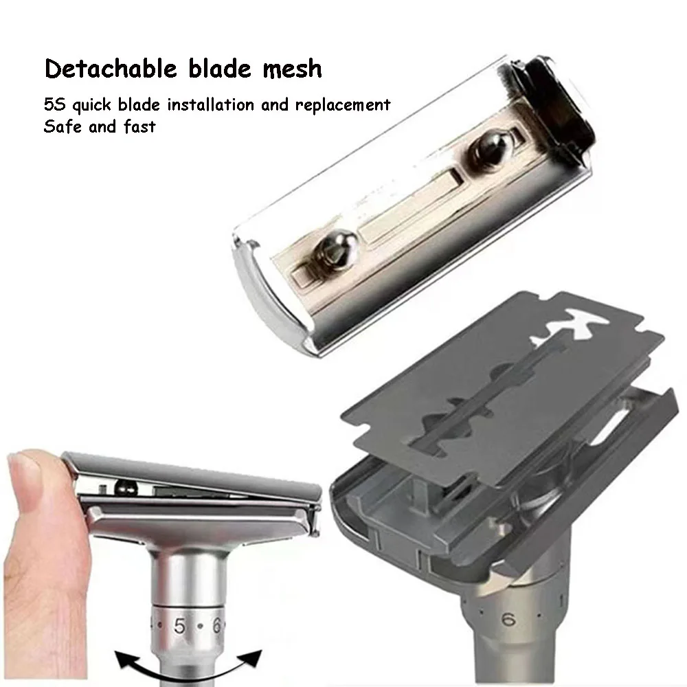 Premium Adjustable Safety Razor for Men, 1‑6 Gear Double Edge Manual Shaver, Shaving Razor, Ideal Gift for Father's Day Birthday view 3