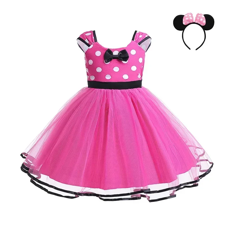 Minni Mouse Baby Girls Dress Fancy Birthday Party Cosplay Costume Polka Dot Cute Carnival Party Easter Costume for 1-5 Years