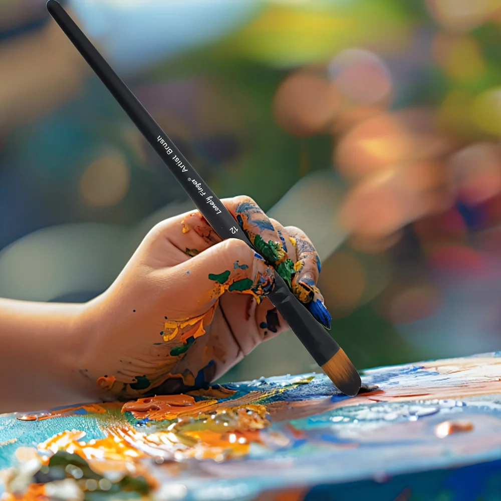 مجموعة فرش طلاء أكريليك مكونة من 6 قطع من أطراف النايلون المختلفة لمجموعات الرسم الاحترافية لزيت الأكريليك والألوان المائية #5