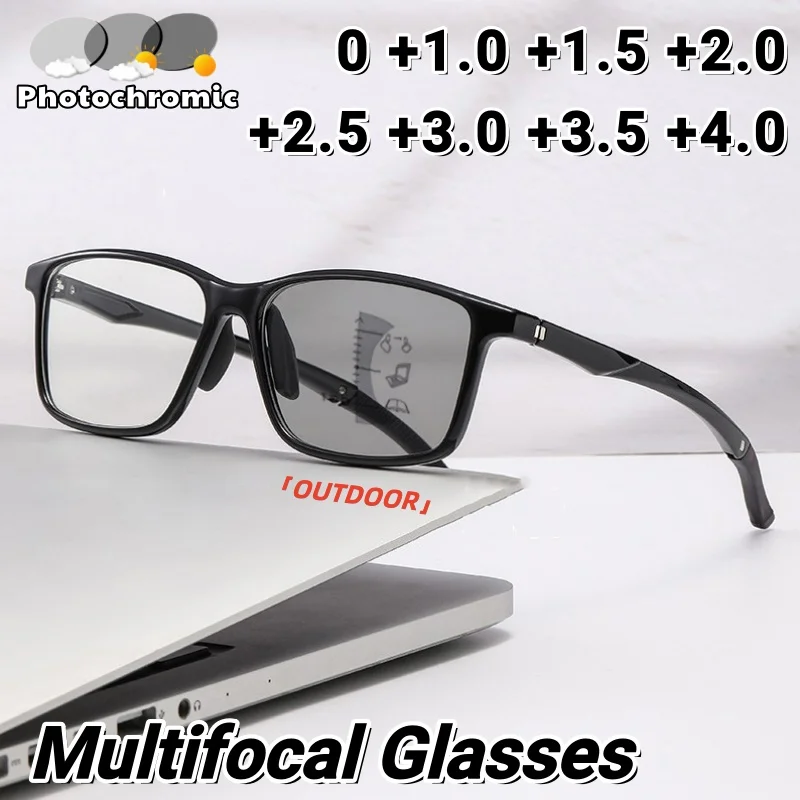 Lunettes de vue photochromiques progressives unisexes 2026 pour presbytie, durables et confortables à porter, de 0 à +4.0