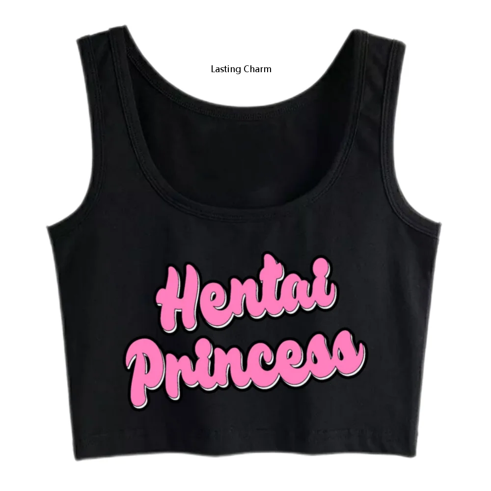 Hentai Princess Design Sexy Slim Fit Crop Top Hotwife Humorous Flirting Comic Style Tank Top Sugar Baby Funny Naughty Camisole
