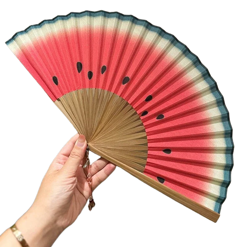 

Summer Cooling Fruit Folding Fan Retro Fashion Fan Daily Portable Fan Watermelon Fan Photo Runway Prop Fan Craft Gift Fan