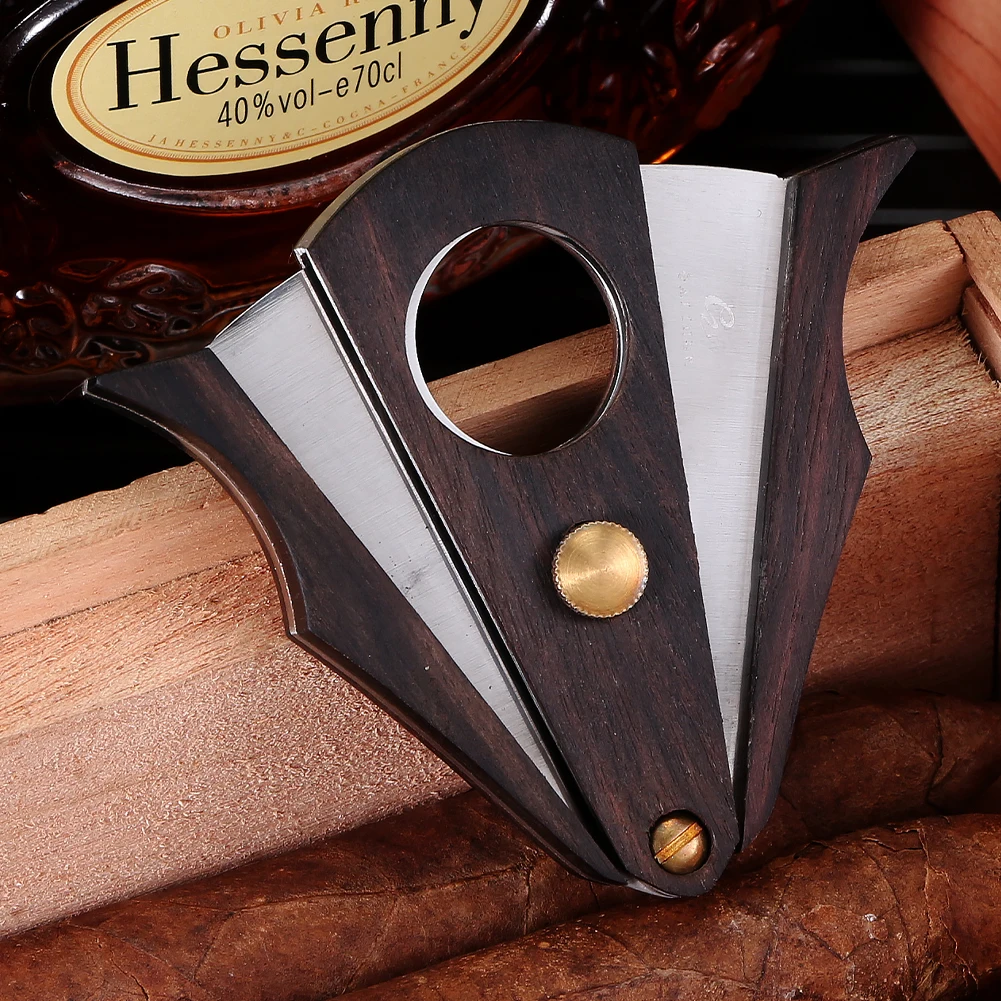 

GALINER Wood Stainless Steel Blade Cigar Guillotine Cutter Portable Tabacco Cutting Smoking Scissors Cigar Cutter