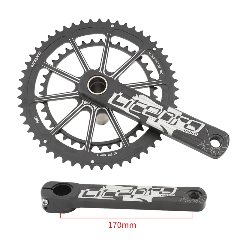 LP Litepro Folding Bicycle Crankset Aluminum Alloy Hollow Double Disc 53/39T Road Bike Crank 170mm