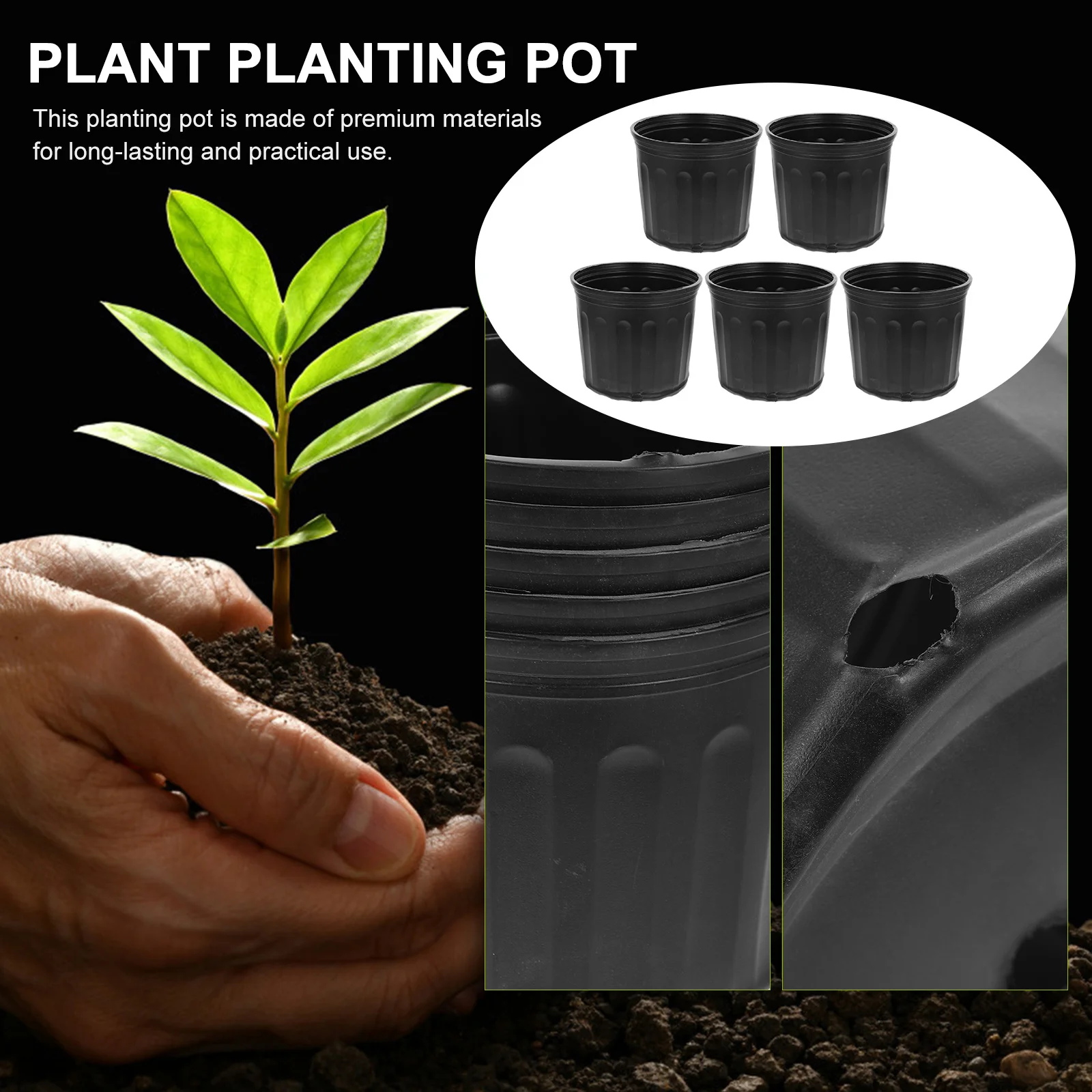 

5pcs Root Control Flower Pots Plastic Succulent Plant Containers Smooth Scratch-Resistant Garden Decor Indoor Balcony Yard