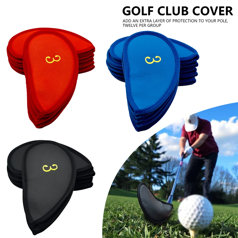 

12Pcs Golf Club Covers Durable PU Head Covers Scratch Proof Golf Iron Driver Putter Club Head Sleeves Putter Cover