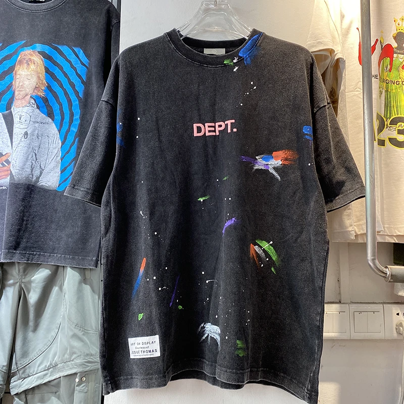 

Футболка в стиле ретро с цветным принтом в горошек, свободный крой, круглый вырез, летняя, винтажная, в стиле американской уличной моды