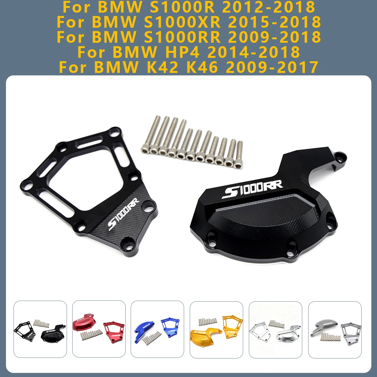 

For BMW S1000RR S1000R S1000XR S1000 HP4 K42 K46 2018-2009 Side Case Slider Motorcycle Engine Stator Guard Saver Cover Protector
