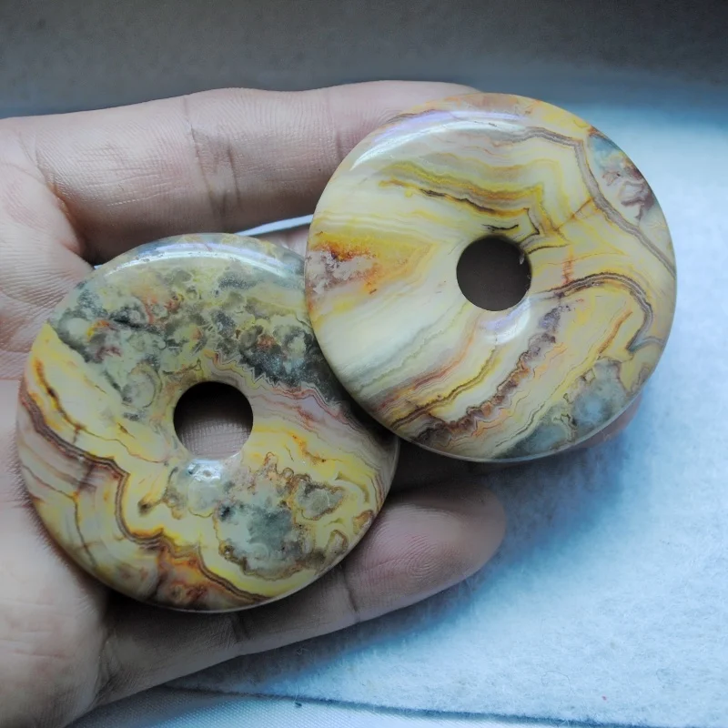 2PCS NEW CRAZY AGATE PENDANTS DONUT SHAPE 50MM SIZE DIY JEWELRY MAKING DESIGNS HOT SELLING
