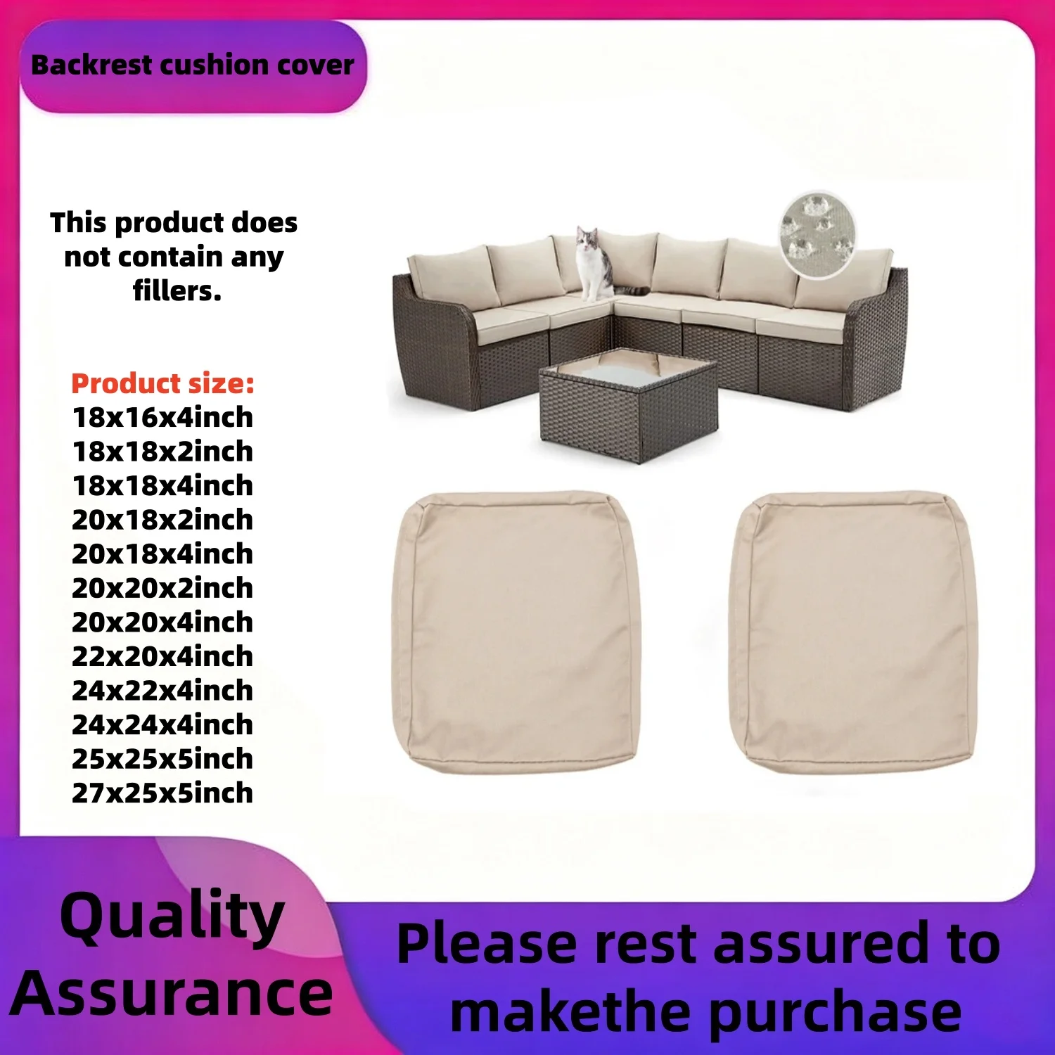1pc Oxford fabric cushion cover，Outdoor Sofa Cushion Protector,Backrest/Single/Double/Triple Seat Cushion Protector