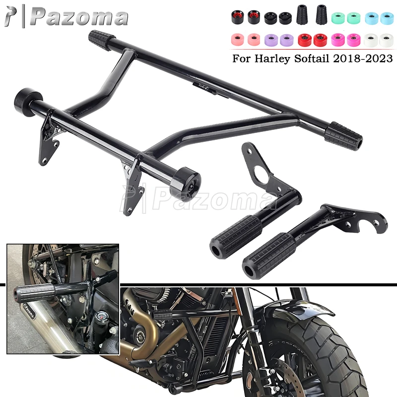 For Harley Softail Street Bob Fat Bob Low Rider S Standard Slim 2018-Up Pazoma Front Rear Highway Bumper Engine Guard Crash Bar