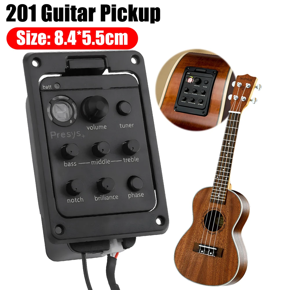Sistema de Pré-Amplificador de Guitarra Acústica de 4 Bandas com 201 Captadores, Pré-Amplificadores Integrados, EQ, Afinador e Misturador de Microfone para Fishman Presys+