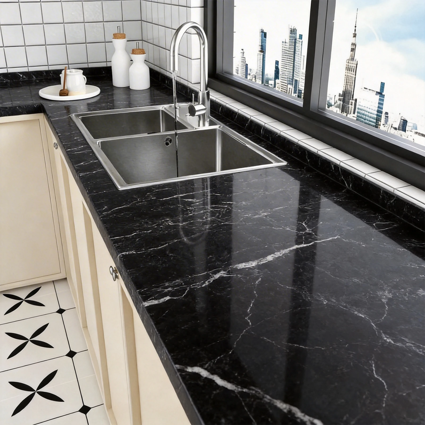Vinyl Marble Wallpaper Modern Kitchen Oil Proof Waterproof Self Adhesive Fire Prevention Wall Sticker For Ambry Furniture Decor