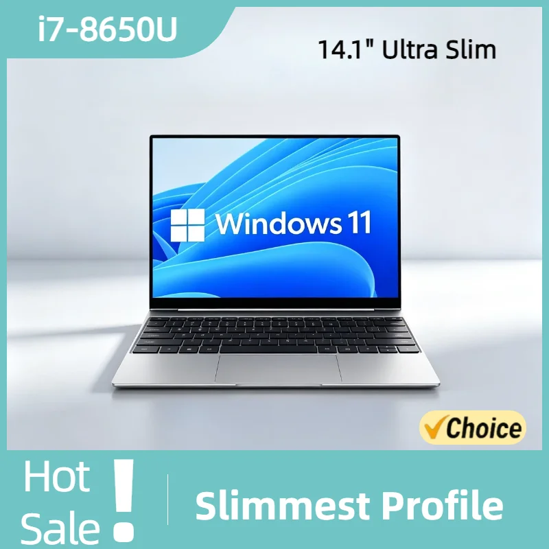 

14.1 Inch Ultra Slim Laptop 32GB RAM 2TB SSD Windows 11 Intel Core i7 8650U Gaming PC Gamer Office Notebook 1920x1080 HD