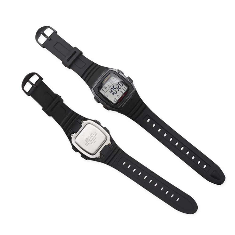 Para Casio W-96H 3239 deportes al aire libre correa impermeable pulsera de goma plástico o hebilla de acero pulsera de silicona 18mm