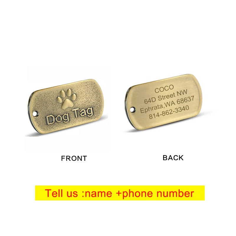 Retro Alloy Pet Identity Card Brass Palm Print Dog Tag Collar Pendant Anti-lost Identity Nameplate Custom Name Pet Supplies