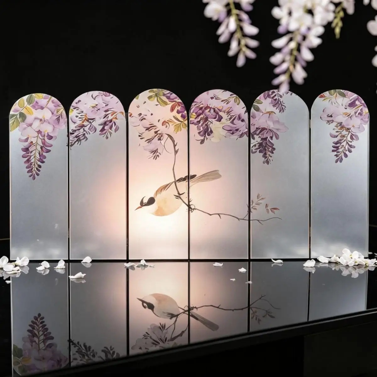 46x24cm Double-sided Silver Mirror-Finished Folding Screen Wall Decoration For Desktop - Enamel Coated Edge Decorative Gift