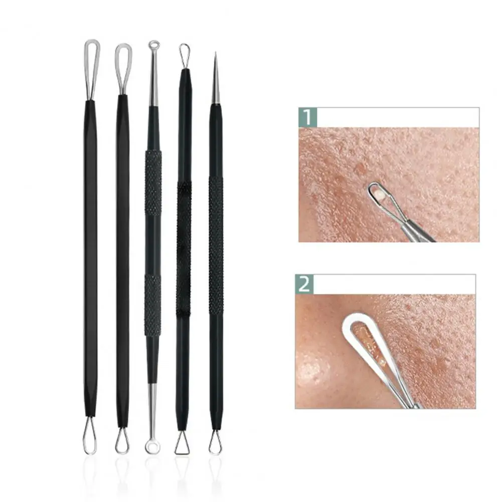 1 Set Durable Metal Blackhead Extractor Double-head Forehead Acne Pimple Blemish Whitehead Tweezers Faces Care