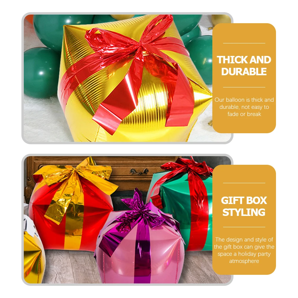 

6 Pcs Christmas Decorations Balloon Square Present Balloons Aluminum Foil for Birthday Party Squares