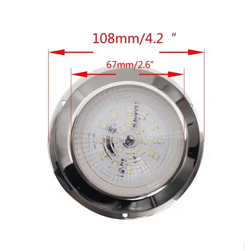 A96I-2Pcs 3-Inch LED Stainless Steel Cabin Light Ceiling Light Button Circular Light Yacht Marine Accessories