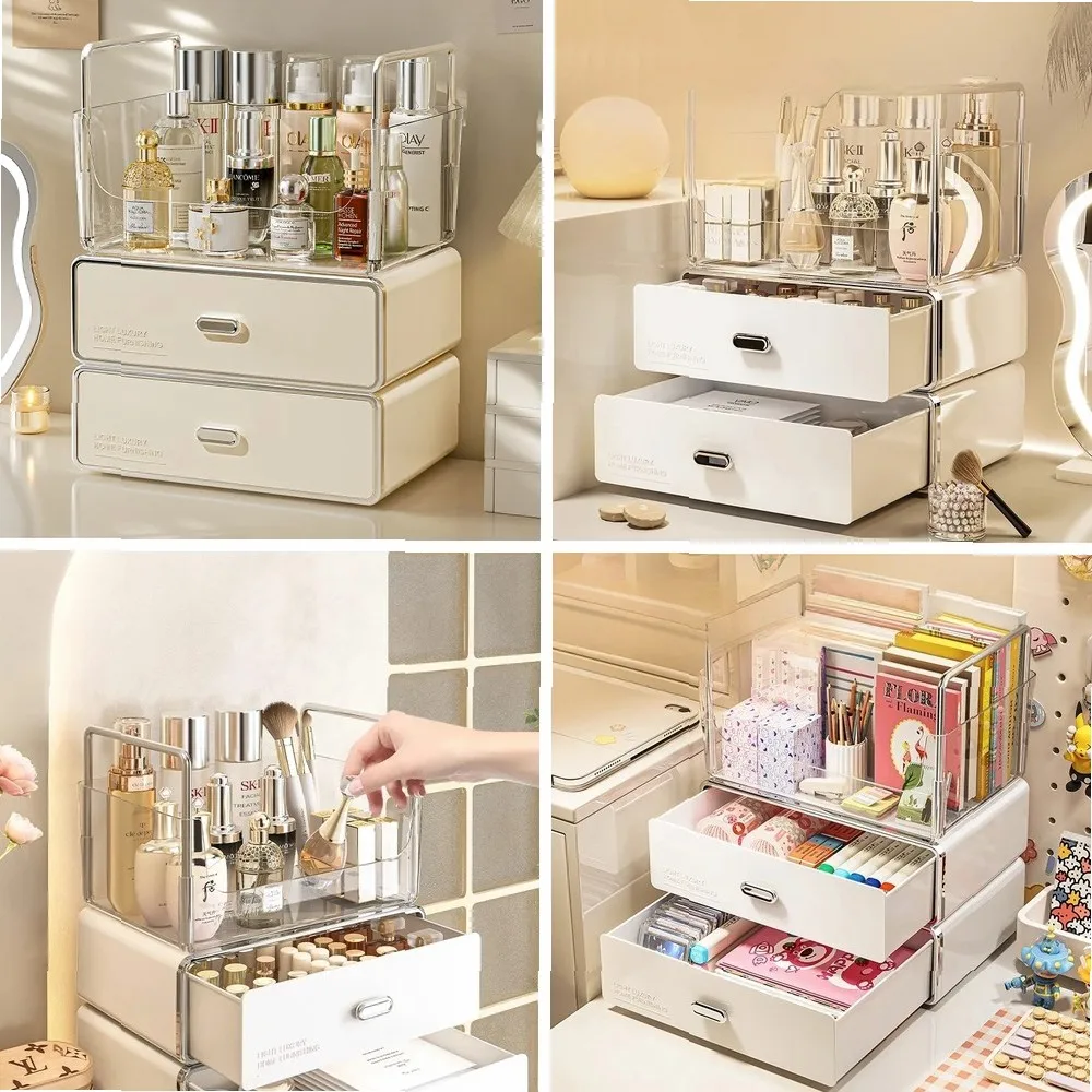 Multi-Functional Desktop Cosmetic Organizer & Makeup Storage Box with Drawers, Ideal for Home, Stationery & Tea Cup Storage Rack