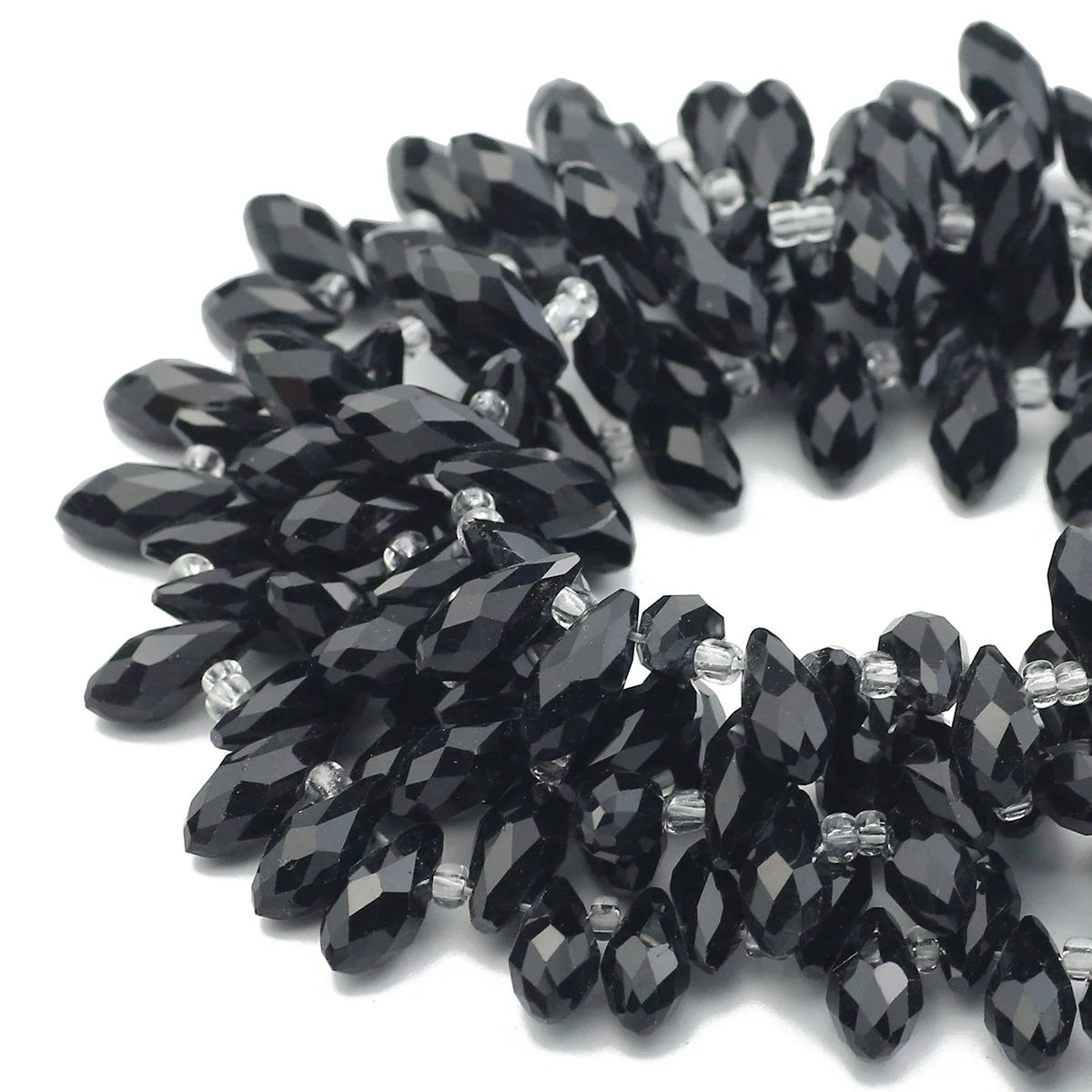 Perles d'espacement noires en cristal autrichien à facettes en forme de larme, amples, 5/6/8mm, pour bijoux, boucles d'oreilles, Bracelets, pendentifs, accessoires