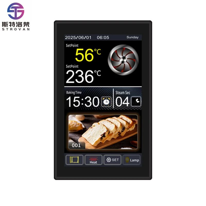 10.1 Inch Plastic LCD Touch Screen Rotary Furnace Controller MK6A01 Convection Oven Thermostat with  &  Support
