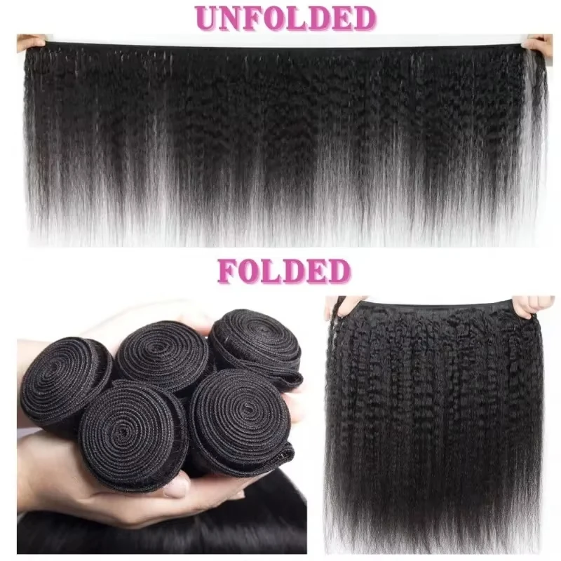 100% Unprocessed Raw Remy Human Hair Bundle Kinky Straight 12A Malaysia Virgin 1/3 Pcs Bundles Extensions Machine Double Weft