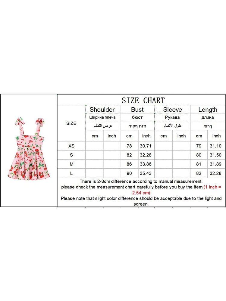 TRAF Women Bow Lace Up Fruit Print Mini Dress 2024 New Sweet Female A-line Dress  Elegant Dress Sexy Beach Party Dresses