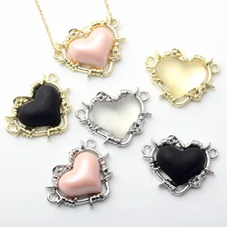 10 Pieces/Pack Retro Inlaid Resin Love Double Hanging Small Pendant DIY Minimalist Accessories New Pendant