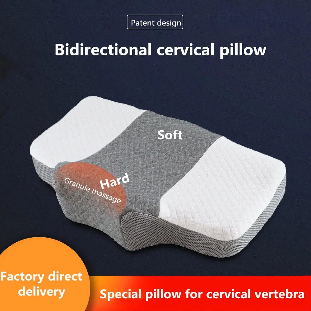 Almofadas cervicais de espuma viscoelástica, suporte para costas, estômago, travessas laterais Almofada ortopédica de contorno - Travesseiro cervical bidirecional