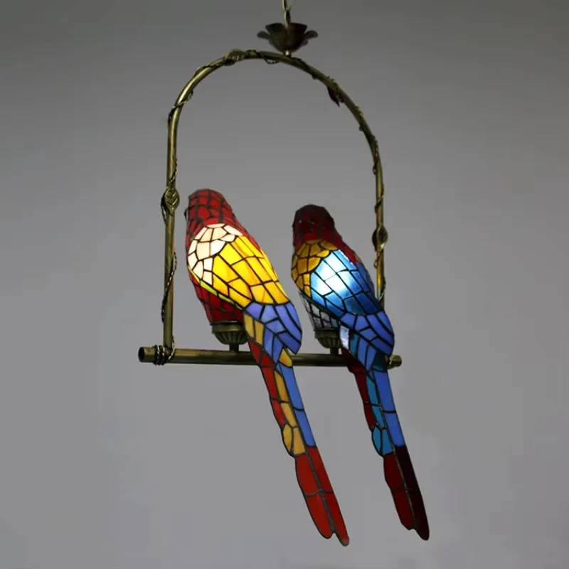 Creative Parrot LED Pendant Lamp Color Glass Hanging Light for Bedroom Study Aisle Modern Home Decorative Lighting