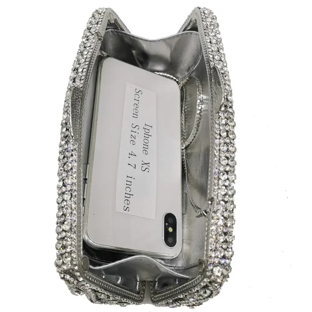 Boutique De FGG (in stock) Crystal Women Clutches Evening Bags Wedding Party Cocktail Metal Minaudiere Diamond Handbag and Purse