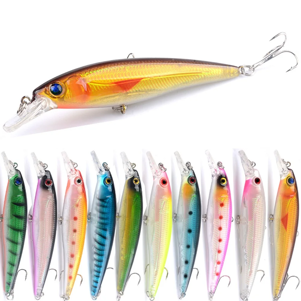 Minnow luya fishing lure swimbait 11cm 13.5g 10 color 4# hook hard bait bass saltwater spoon gears wobblers