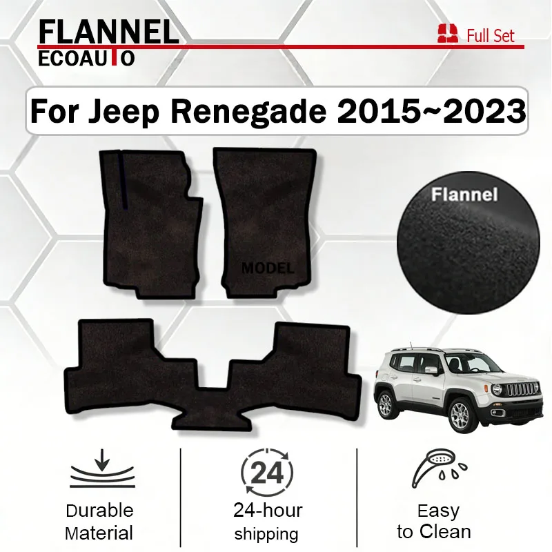 

Фланелевые коврики ECOAUTO для Jeep Renegade 2015-2023, противоскользящие, премиум-класса, на заказ, аксессуары для автомобиля.