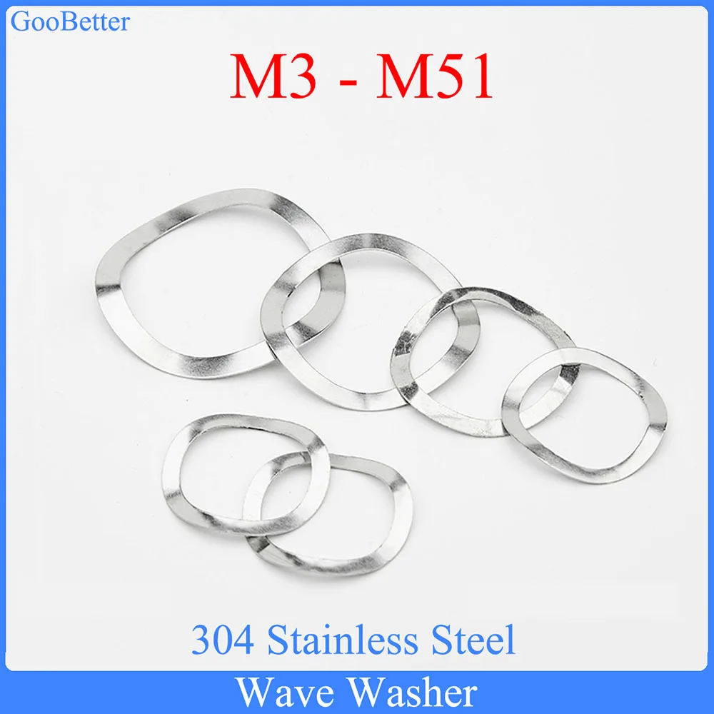 Wave Washer M3 M4 M5 M6 M8 M10 M12 M16 M19 M23 M25 M27 M31 M39 M41 M51 304 Stainless Steel Wave Crest Type Gasket Spring Washer