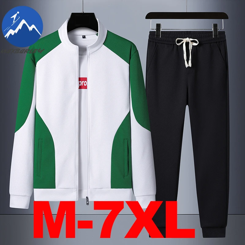 Maxbarley 2026 Tracksuits Sets Men Korean Fashion Stitching Jacket+Pants Two Piece Suit Man Large Size Casual Jogging Sportswear