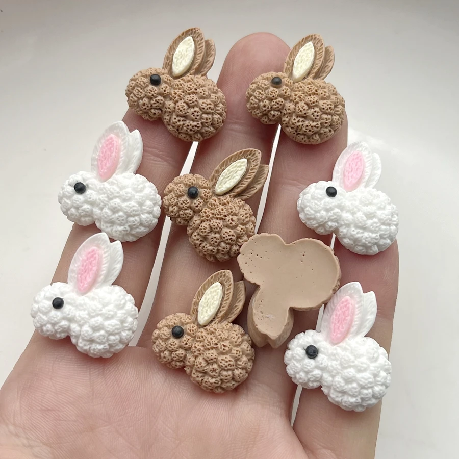 10 stks nieuwe leuke hars mini cartoon dier Bunny platte achterkant ronde plakboek Kawaii DIY decoratieve accessoires