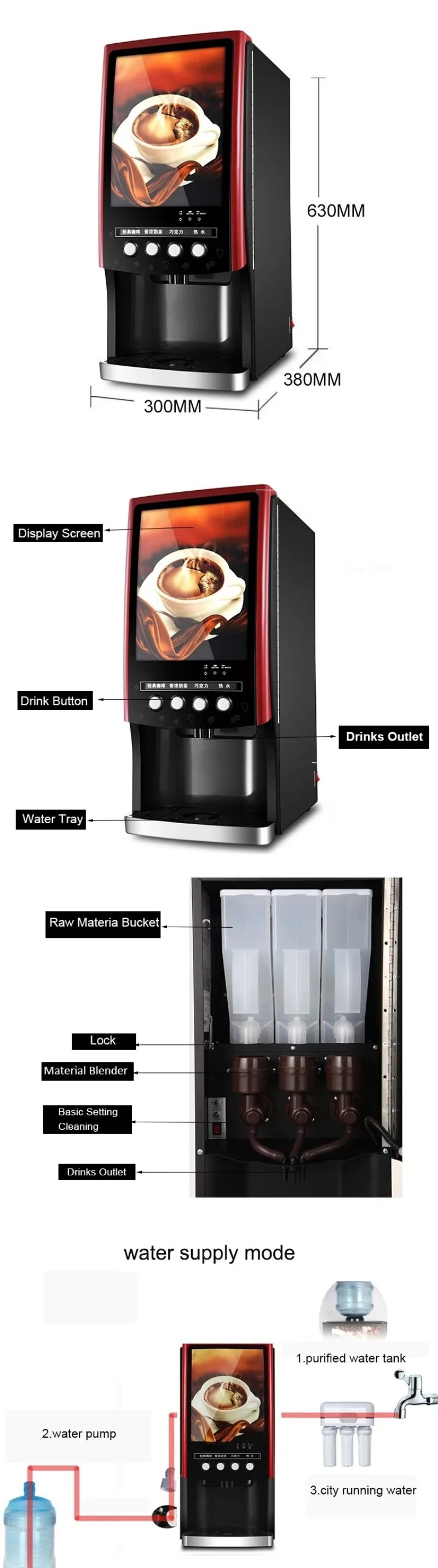 Immagine 5: Distributore Automatico di Tè al Latte e Bubble Tea, Macchina Distributrice di Tè e Caffè