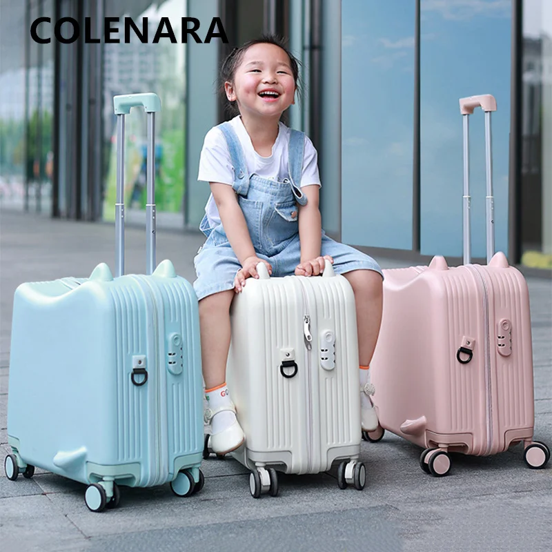 COLENARA Cabin Suitcase 20 Inches Boarding Box Children Trolley Case ABS + PC Small Password Box Can Sit and Ride Luggage