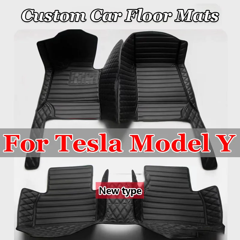 

Car Floor Mats For Tesla Model Y 7 Seat 2020 2021 2022 2023 Leather Mat Auto Interior Parts Floor Pad Rug Carpet Car Accessories