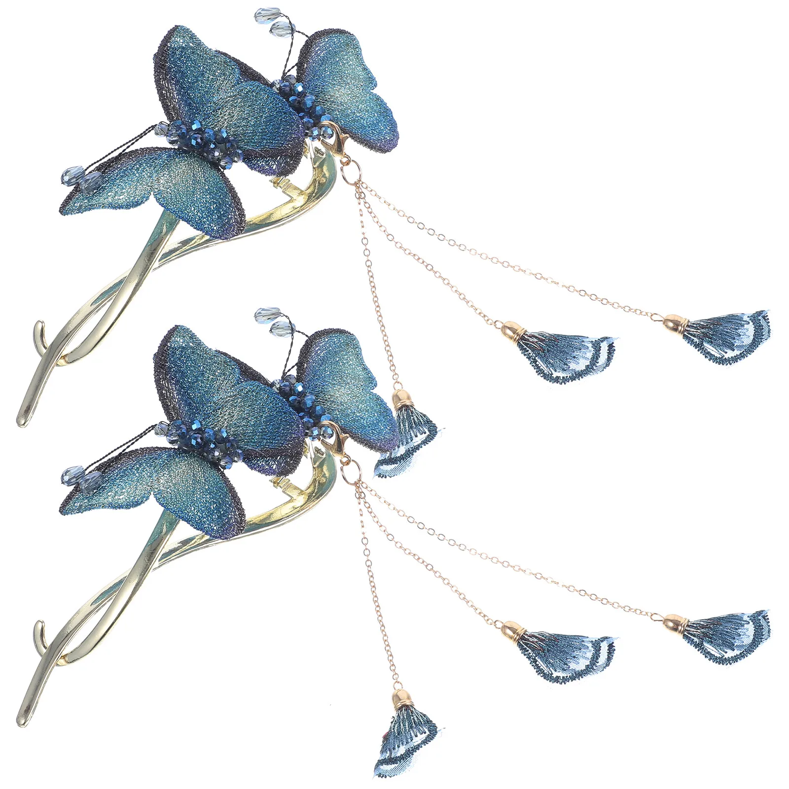 

2 шт. парные заколки-бабочки из сплава и ткани, металлические, элегантные, нескользящие, декоративные аксессуары для волос для женщин на каждый день