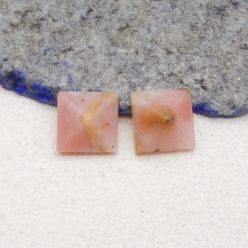 2pcs/lot Natural Stone Cabochons Pink Opal Cameo Fit DIY Ring Earrings Making  Jewelry Finding 10x6mm 1g