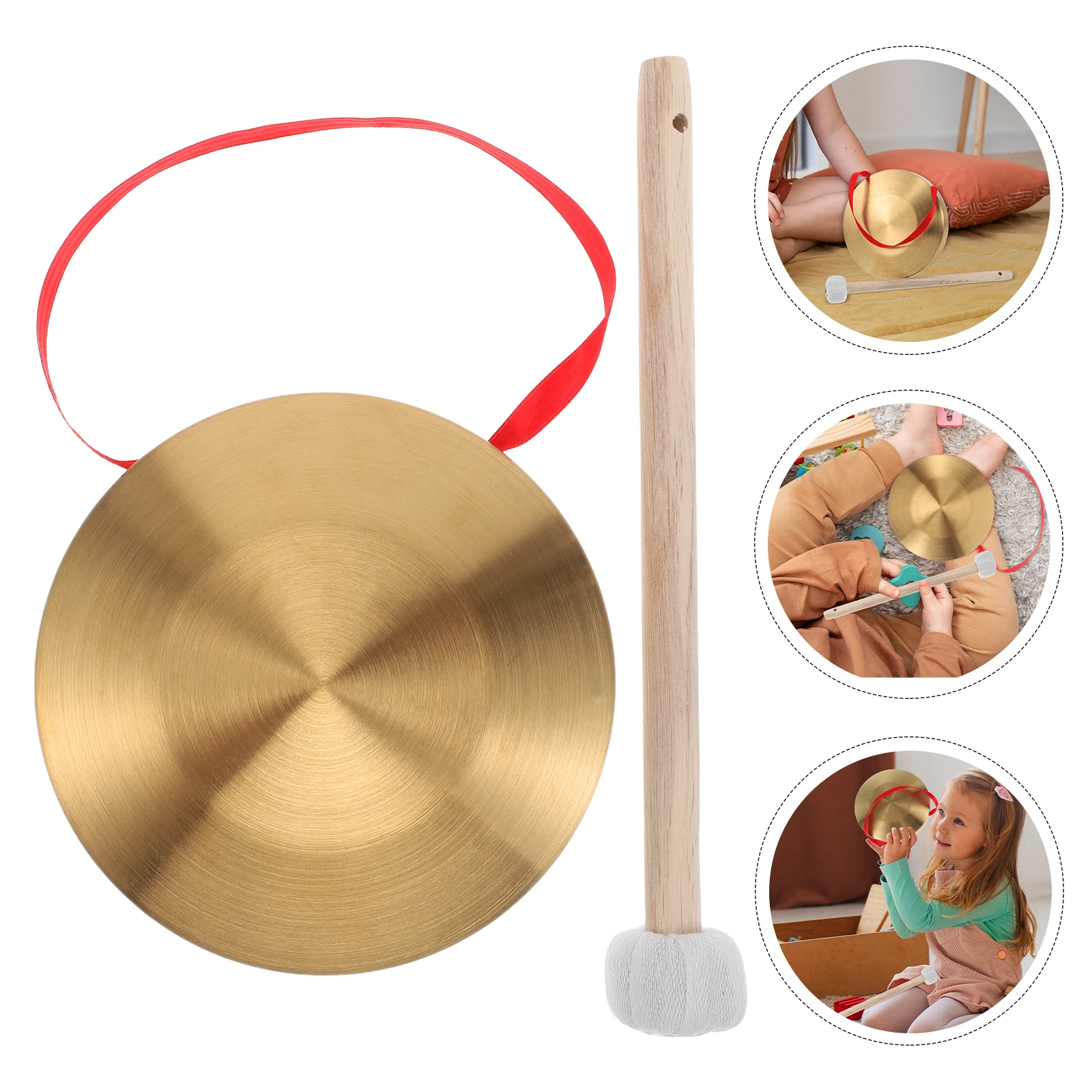 

15cm Alloy Copper Gong Kids Percussion Instrument Mini H held Cymbal Drum Bell Musical Decor Chinese Traditional