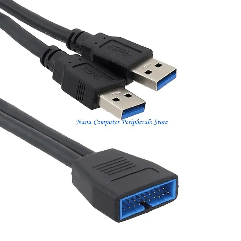 F68C Double Port USB3.0 Male to Motherboard 19Pin Header Adapter Cable USB Extension Cable For PC Computer Board